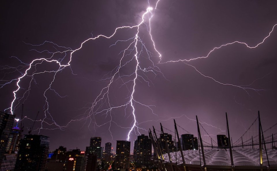 139 lightning strikes hammered Vancouver Thursday night in rare thunderstorm