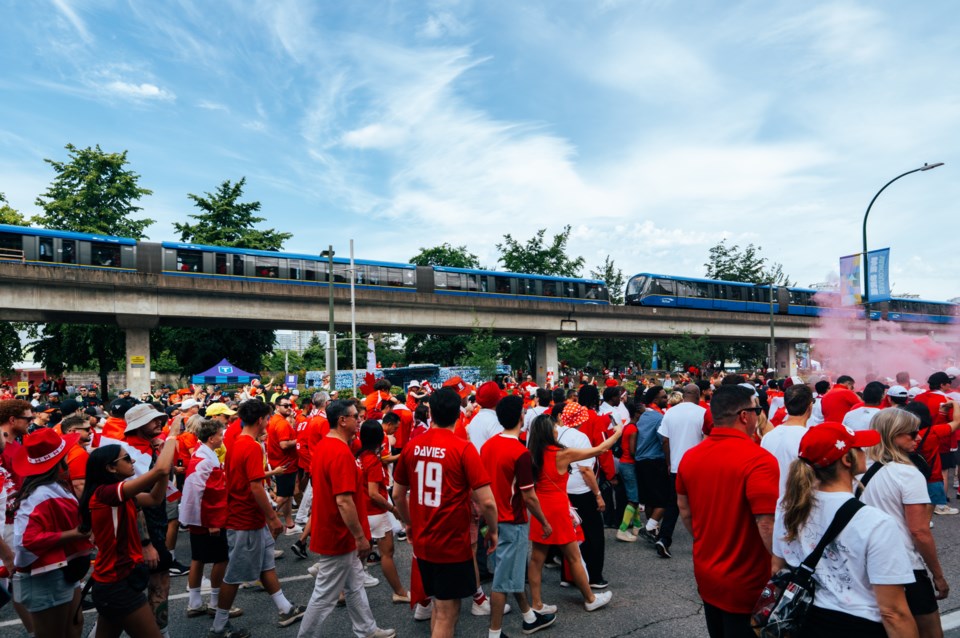 TransLink hits busiest day in 6 years as World Cup fans pack system