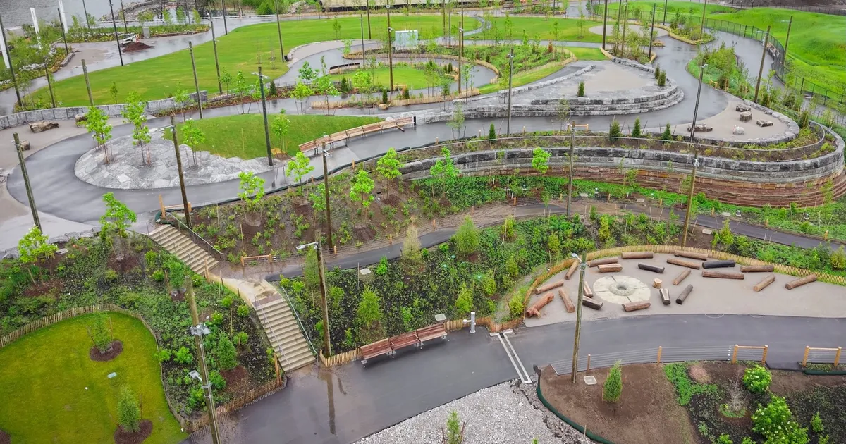 Biidaasige Park expands with new art trail, waterfront promenade, and heritage crane