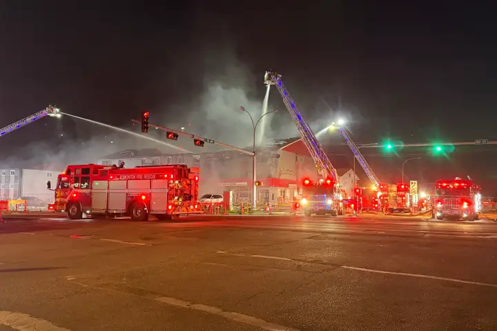 One dead after fire at mixed-use building near 82 Street and 132 Avenue