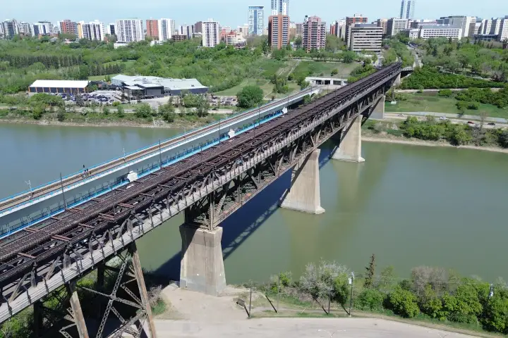 High Level Bridge's east sidewalk closed indefinitely after rain erodes riverbank