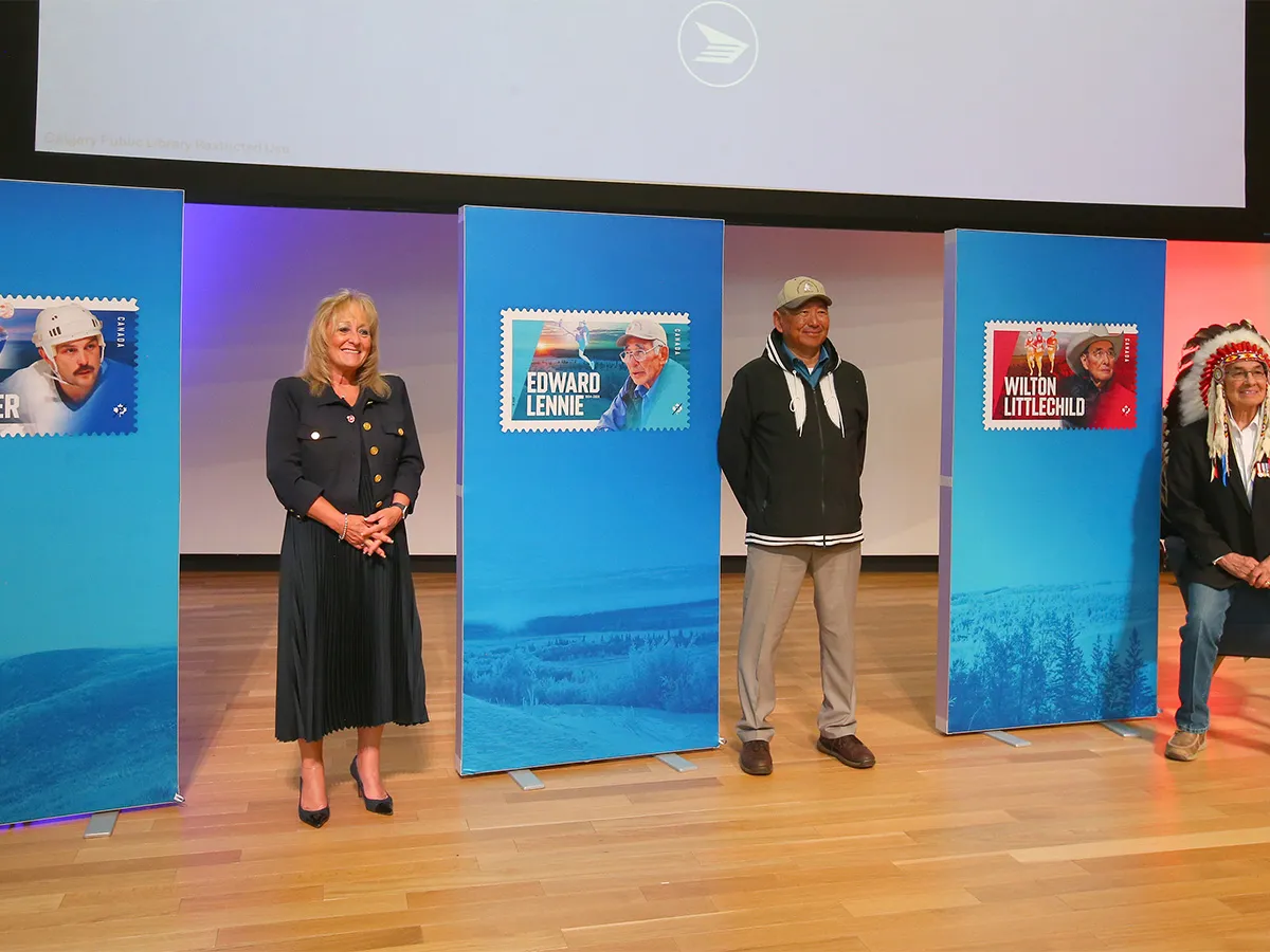 Canada Post honours three athletes with stamps at Calgary library ceremony