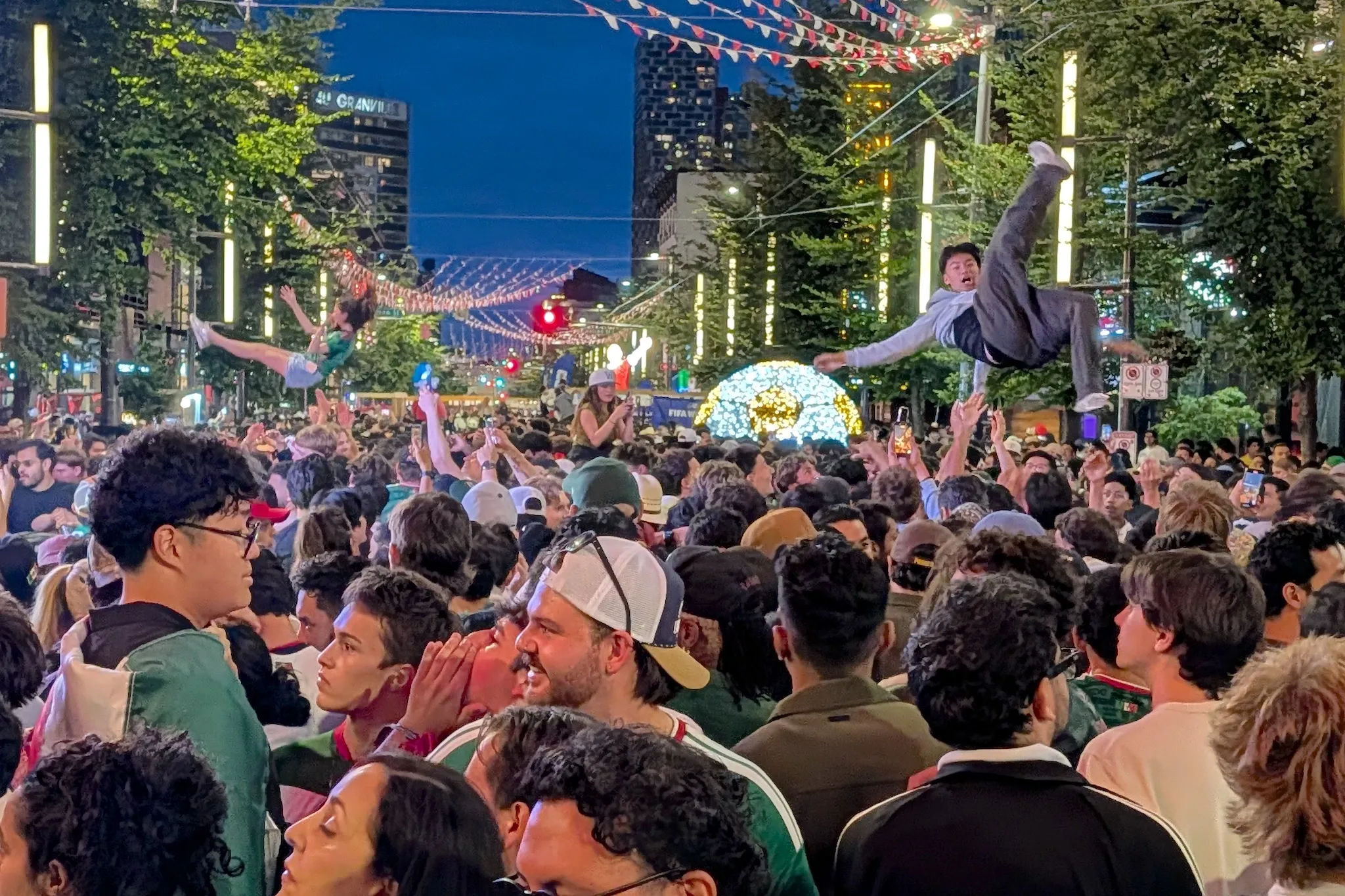 Granville Street erupts as Mexico's historic World Cup win electrifies downtown