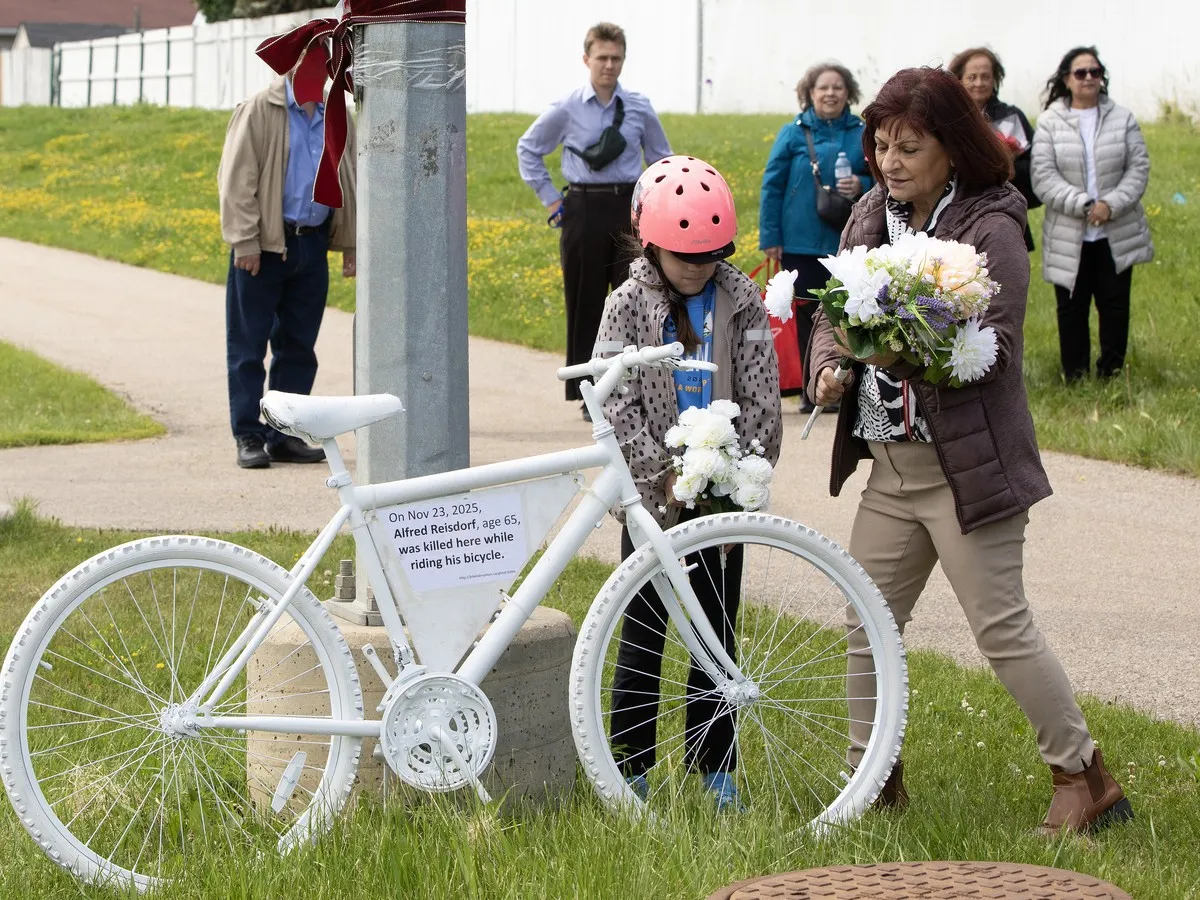 Ghost bike memorial installed in Mill Woods for cyclist killed in collision