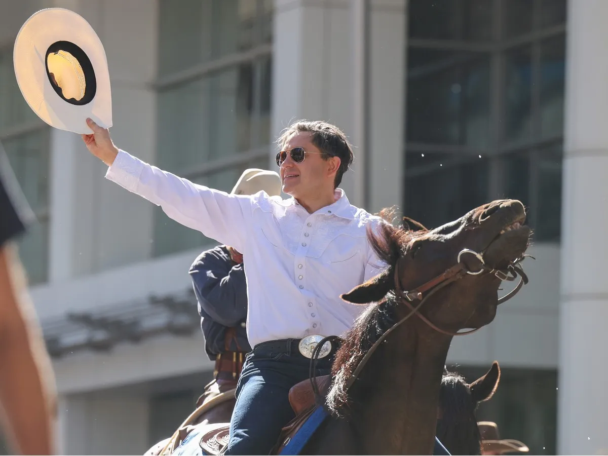Pierre Poilievre rallies Conservative supporters at Heritage Park during Stampede